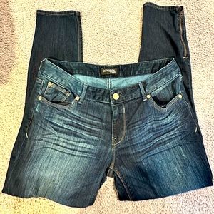 EXPRESS Ankle Stella Skinny Low Waisted Jeans Dark Blue Size 12